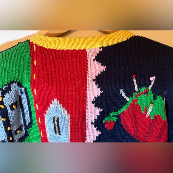 Vintage the eagle’s eye Button Up Fashion Knit Crewneck Sweater - Picture 14 of 15